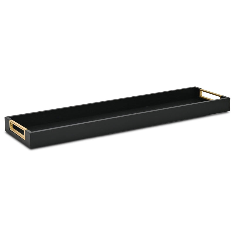 32" Solid Wood Handmade Vanity Tray With Handles - Black
