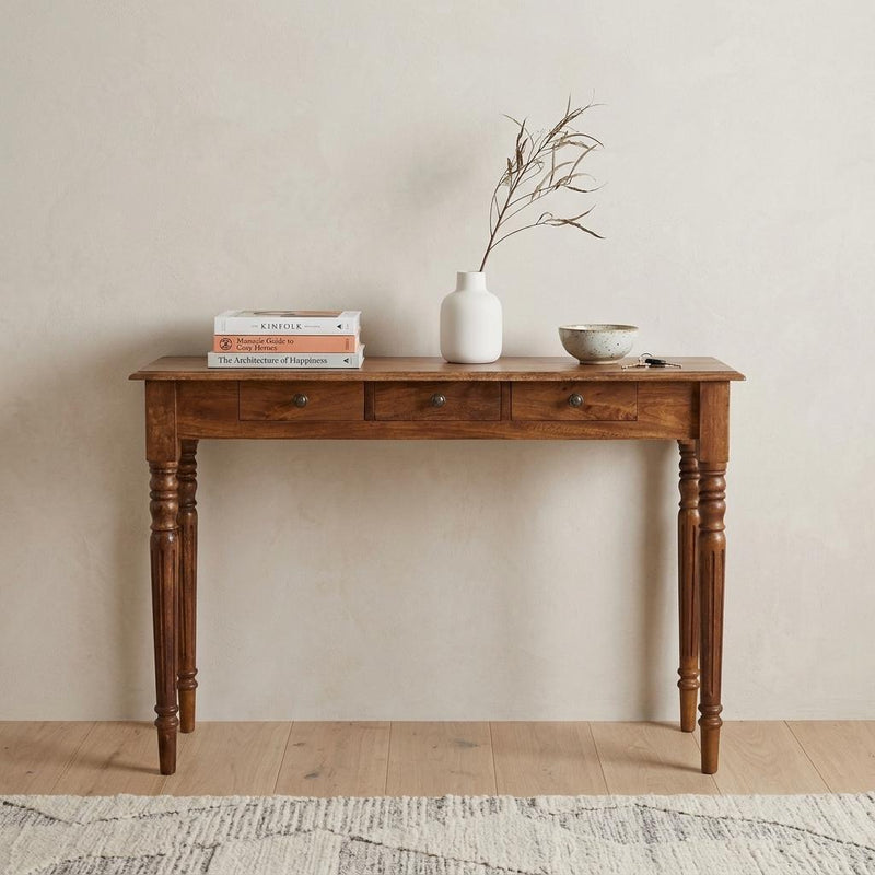 Console Table With Three Drawers - Brown