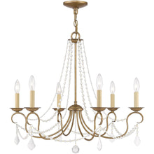 Load image into Gallery viewer, 24" Six Light Dimmable Chandelier With Shades - Antiqued Gold
