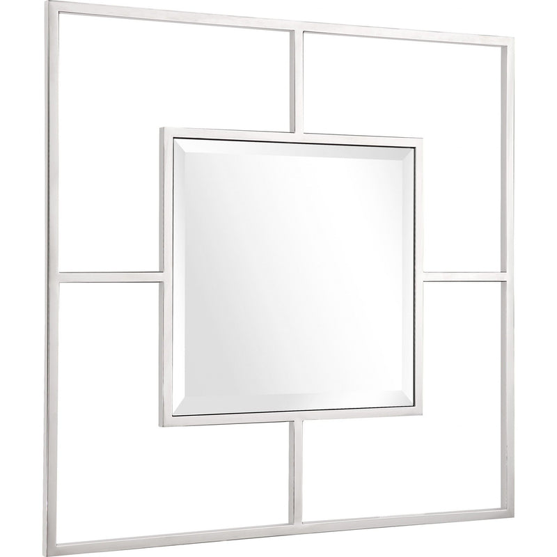 32" Square Metal Framed Accent Mirror - Silver