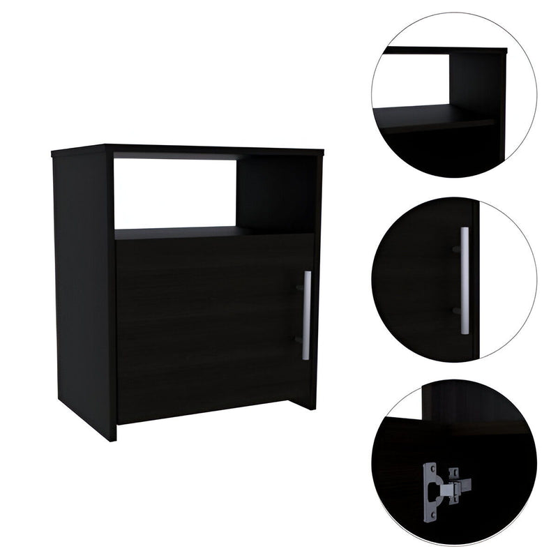 23" Faux Wood Nightstand With Storage - Black