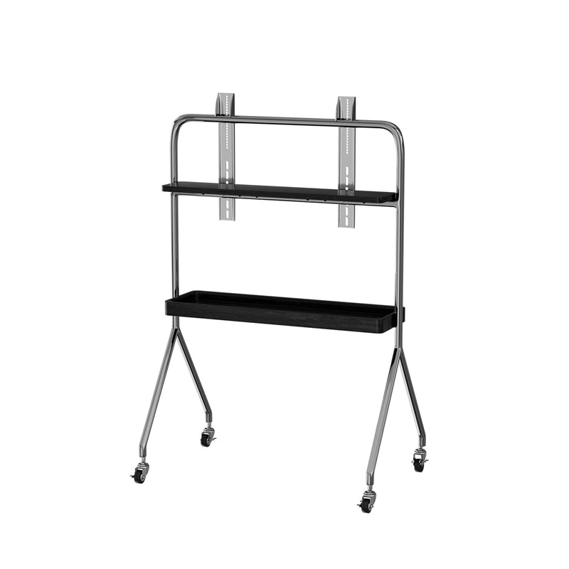 Stainless Steel Open Shelving Rolling TV Stand - Black / Silver