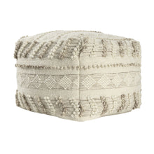 Load image into Gallery viewer, Cotton Wool Striped Pouf Ottoman - Ivory
