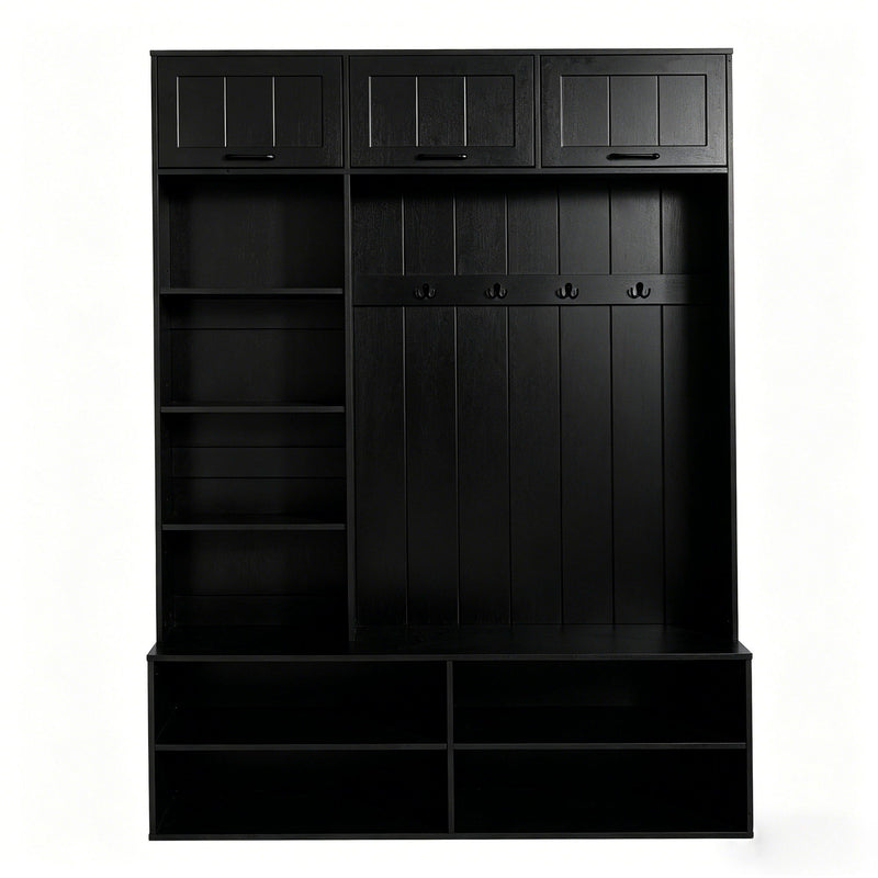 Farmhouse Hall Tree & Bench And Shoe Storage