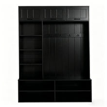 Load image into Gallery viewer, Farmhouse Hall Tree &amp; Bench And Shoe Storage
