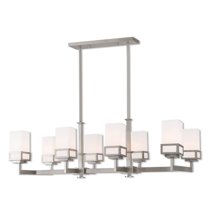 20'' Eight Light Dimmable Chandelier With Shades - Nickel