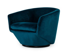 Load image into Gallery viewer, Velvet Solid Color Barrel Chair - Dark Teal And Black
