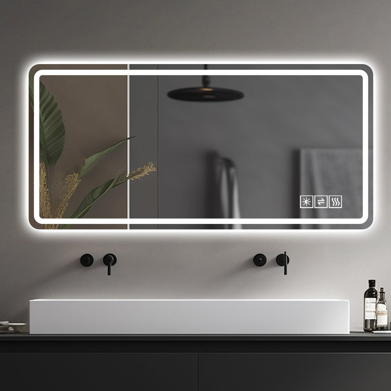 Round Lighted Frameless Bathroom Vanity Mirror - Silver