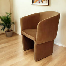 Load image into Gallery viewer, Upholstered Velvet Dining Arm Chair - Burnt Umber
