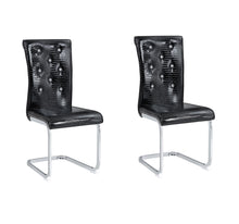 Load image into Gallery viewer, Faux Leather Metal Dining Side Chairs (Set of 2) - Black / Silver
