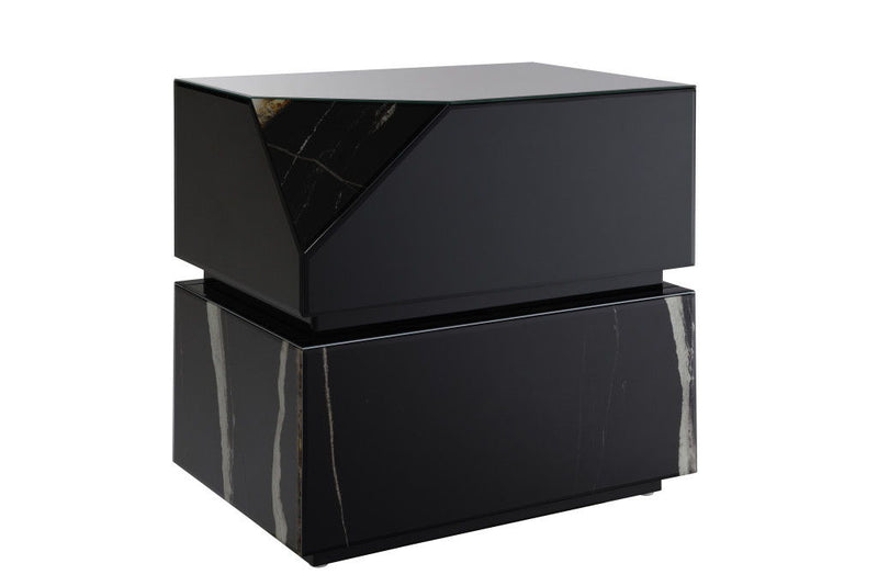 Glass Block End Table - Black