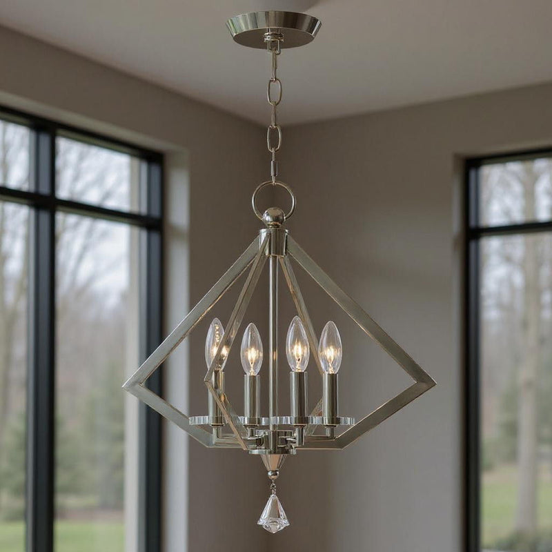 19'' 4-Light Dimmable Chandelier With Shades - Nickel
