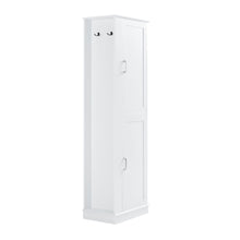 Load image into Gallery viewer, Tall Freestanding Bathroom Storage Cabinet With Adjustable Shelves And Side Hooks
