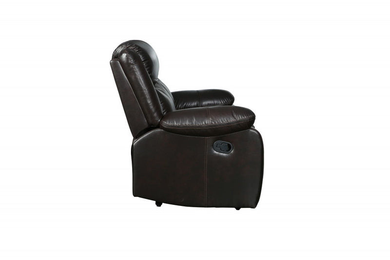 Leather Match Manual Gliding Recliner (366306) - Dark Brown