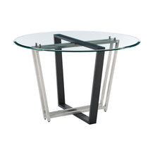 Load image into Gallery viewer, 48" Glass And Iron Sled Base Round Top Dining Table - Black
