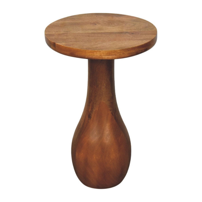 Solid Wood Round Pedestal End Table (724349) - Brown