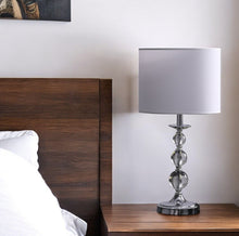 Load image into Gallery viewer, Bedside Table Lamp With White Drum Shade - Silver
