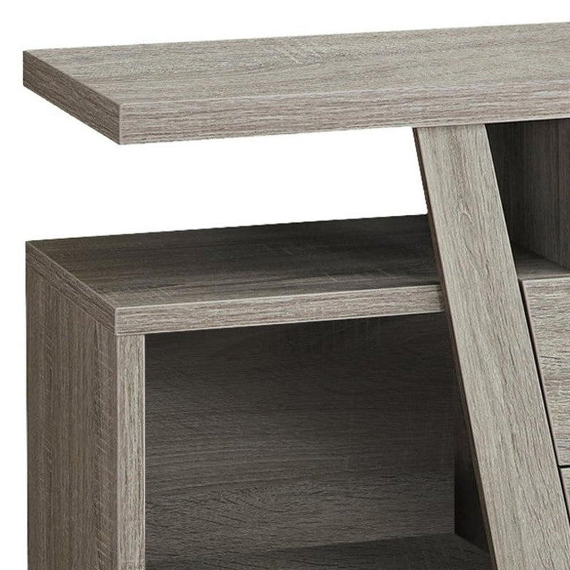 Wooden Open Shelving TV Stand - Deep Taupe