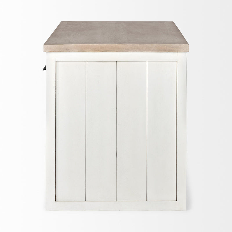 Two Tone Wooden Kitchen Island With 3 Drawers - Brown / White