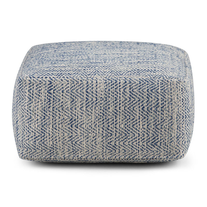 20" Cotton Pouf Ottoman - Blue