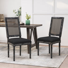 Load image into Gallery viewer, French Country Dining Chair With Rectangular Cane Backrest And Smooth Upholstered Seating

