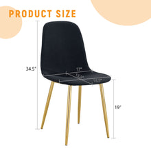 Load image into Gallery viewer, Luxury Simple Chair (Set of 4) Linen Cotton High Resilience Dining Chair With Metal en Legs - Black / Gold
