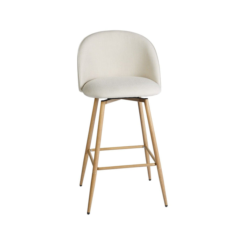 Fabric Metal Counter Height Swivel Bar Chairs (Set of 2) - Beige / Oak