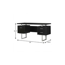 Load image into Gallery viewer, 60" Black and Silver Computer Desk With Three Drawers
