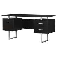 Load image into Gallery viewer, 60" Black and Silver Computer Desk With Three Drawers
