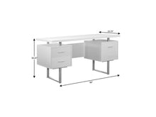 Load image into Gallery viewer, 60" Black and Silver Computer Desk With Three Drawers
