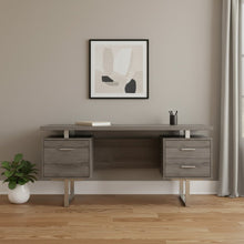 Load image into Gallery viewer, 60" Black and Silver Computer Desk With Three Drawers
