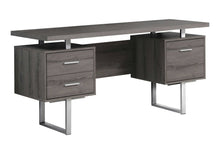 Load image into Gallery viewer, 60" Black and Silver Computer Desk With Three Drawers
