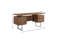 Load image into Gallery viewer, 60" Black and Silver Computer Desk With Three Drawers
