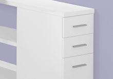 Load image into Gallery viewer, 47" White and Silver L Shape Computer Desk With Three Drawers
