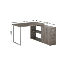 Load image into Gallery viewer, 47" White and Silver L Shape Computer Desk With Three Drawers
