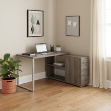 Load image into Gallery viewer, 47" White and Silver L Shape Computer Desk With Three Drawers
