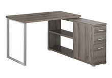 Load image into Gallery viewer, 47" White and Silver L Shape Computer Desk With Three Drawers
