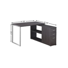 Load image into Gallery viewer, 47" White and Silver L Shape Computer Desk With Three Drawers
