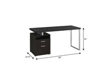Load image into Gallery viewer, 60" Dark Brown and Silver Computer Desk With Two Drawers
