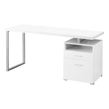 Load image into Gallery viewer, 60" Dark Brown and Silver Computer Desk With Two Drawers
