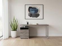 Load image into Gallery viewer, 60" Dark Brown and Silver Computer Desk With Two Drawers
