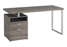 Load image into Gallery viewer, 60" Dark Brown and Silver Computer Desk With Two Drawers
