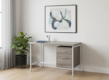 Load image into Gallery viewer, 47" White and Silver Computer Desk With Two Drawers
