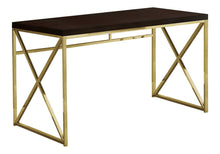 Load image into Gallery viewer, 47" Espresso and Gold Writing Desk
