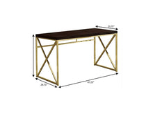 Load image into Gallery viewer, 47" Espresso and Gold Writing Desk
