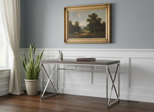 Load image into Gallery viewer, 47" Taupe and Silver Computer Desk
