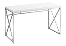 Load image into Gallery viewer, 47" White and Silver Computer Desk
