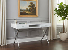 Load image into Gallery viewer, 47" White and Silver Computer Desk With Two Drawers
