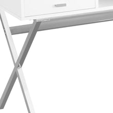 Load image into Gallery viewer, 47" White and Silver Computer Desk With Two Drawers
