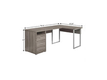 Load image into Gallery viewer, 79" Taupe and Silver L Shape Computer Desk With Two Drawers
